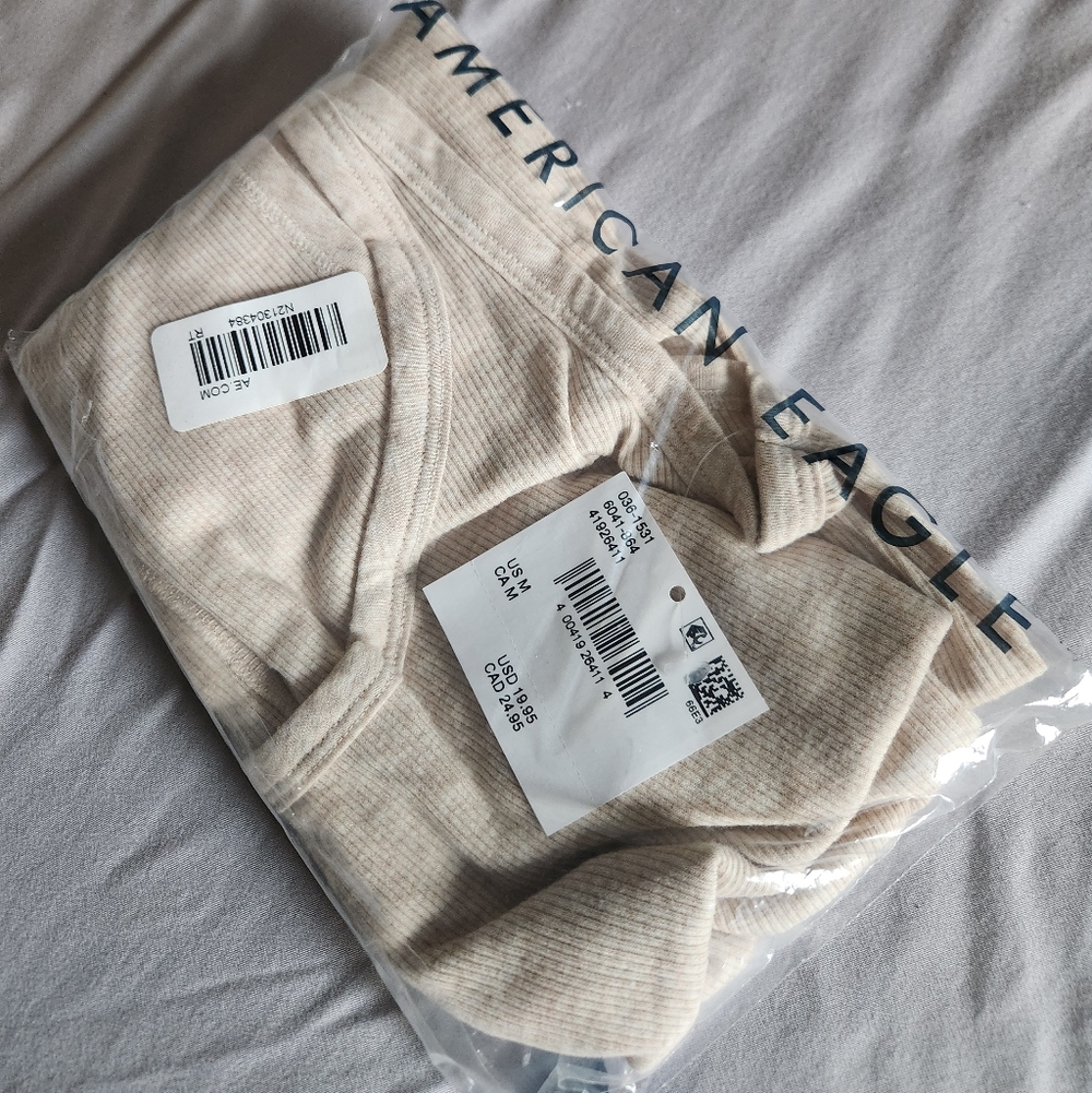 American Eagle Ribbed Beige heathered tank top size m